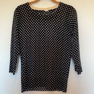 J.Crew Merino Wool Polka Dot Navy and White Sweater Size S